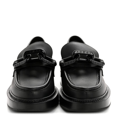 Louis Vuitton Calfskin Oversized Chain Academy Loafers 38.5 Black 3 of 10