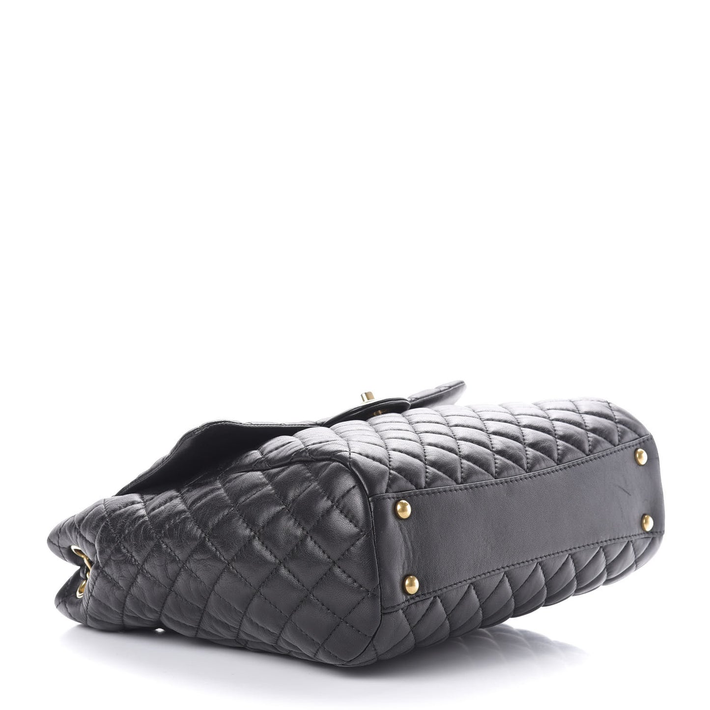 Lambskin Quilted Large Fluffy CC Shopping Tote Black