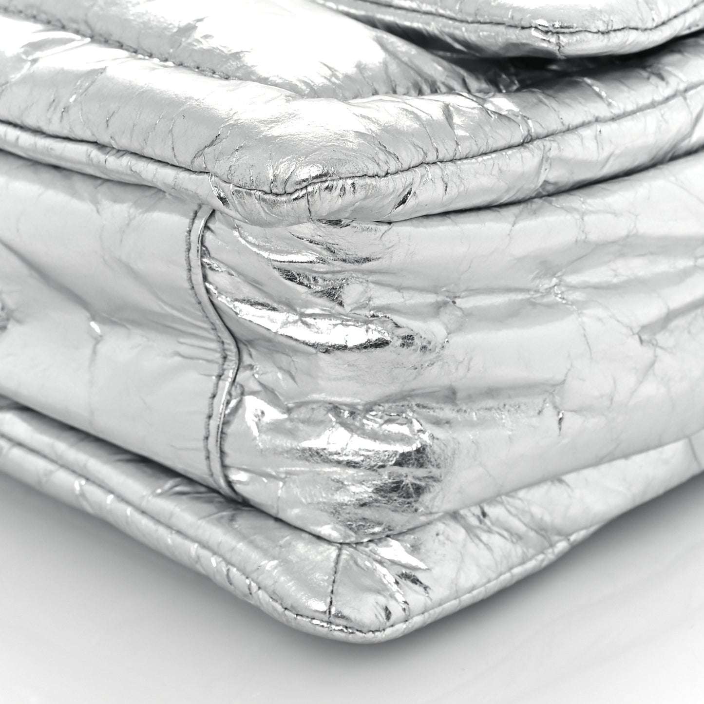 Metallic Lambskin The Pillow Bag Silver
