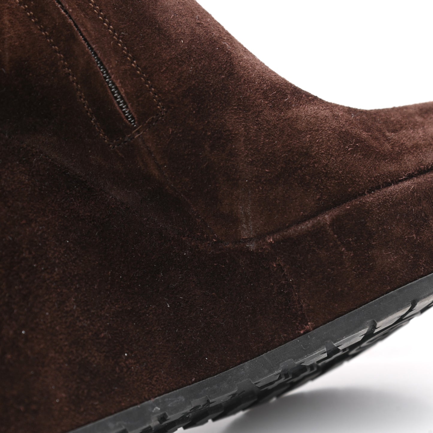 Suede Shearling Fur Microguccissima Courtney Tall Wedge Boots 36.5 Cocoa