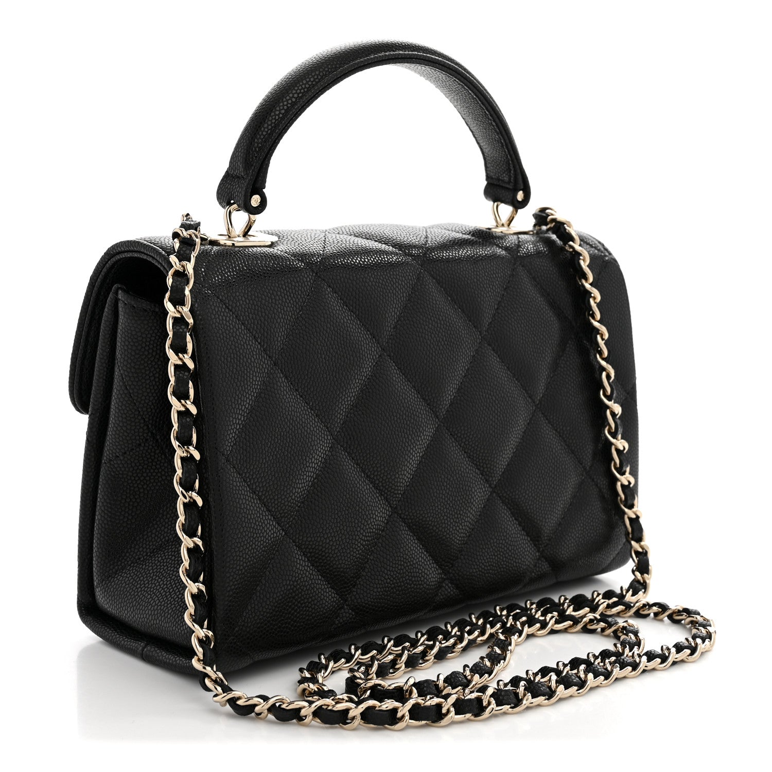 Chanel Caviar Quilted Retro Mini Twist Top Handle Clutch Flap Black 2 of 10