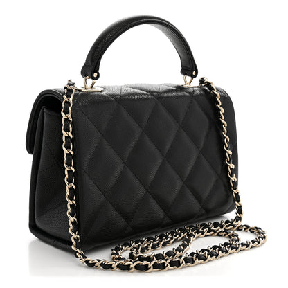 Chanel Caviar Quilted Retro Mini Twist Top Handle Clutch Flap Black 2 of 10