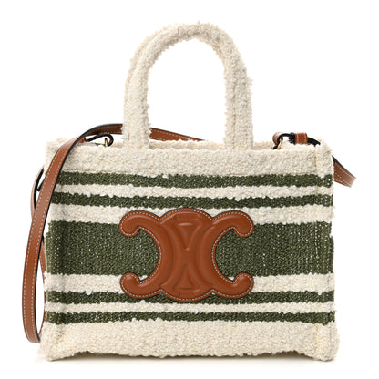 Celine Stripe Triomphe Small Cabas Thais Khaki Tan 1 of 12