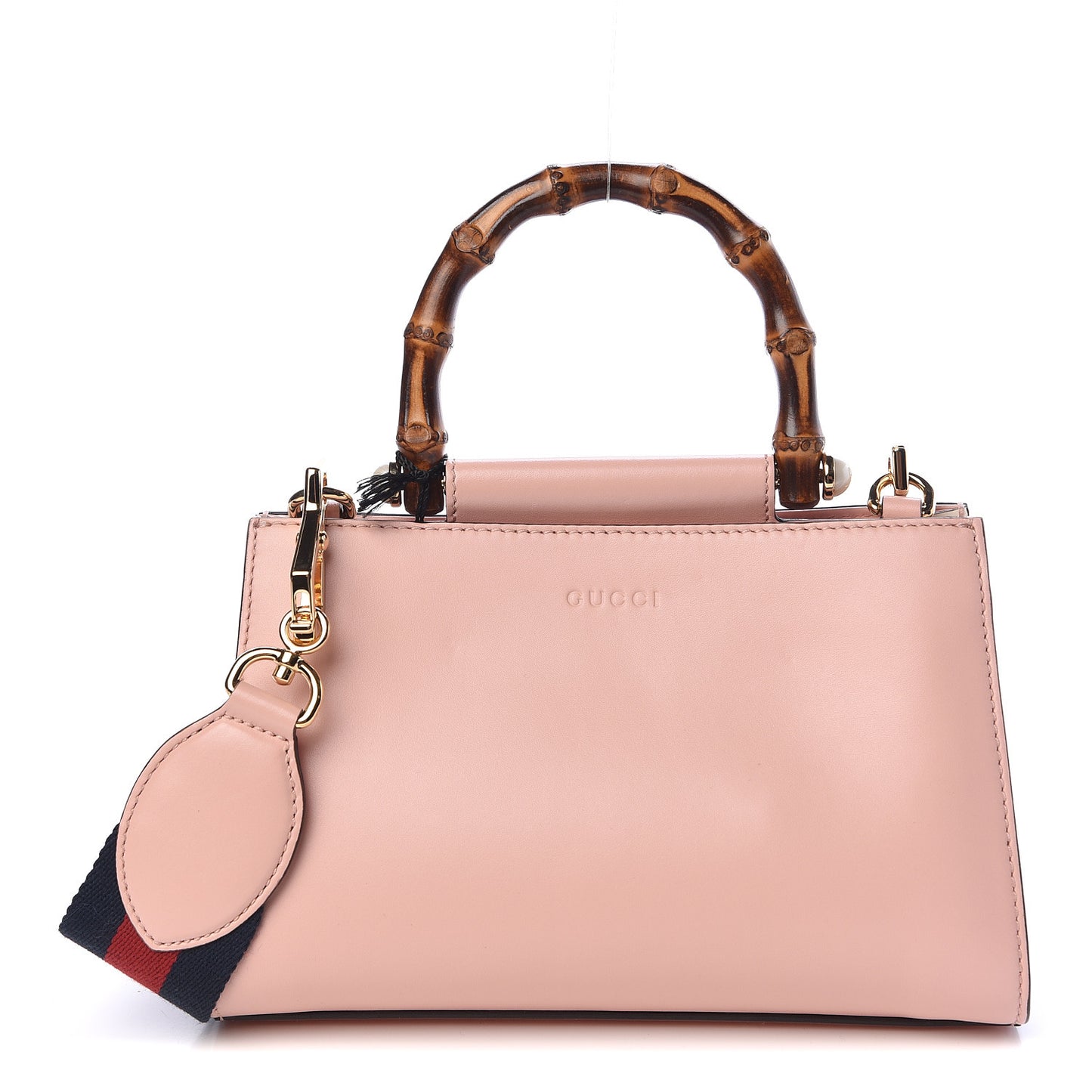 Nappa Bamboo Web Mini Nymphaea Top Handle Bag Perfect Pink Mystic White