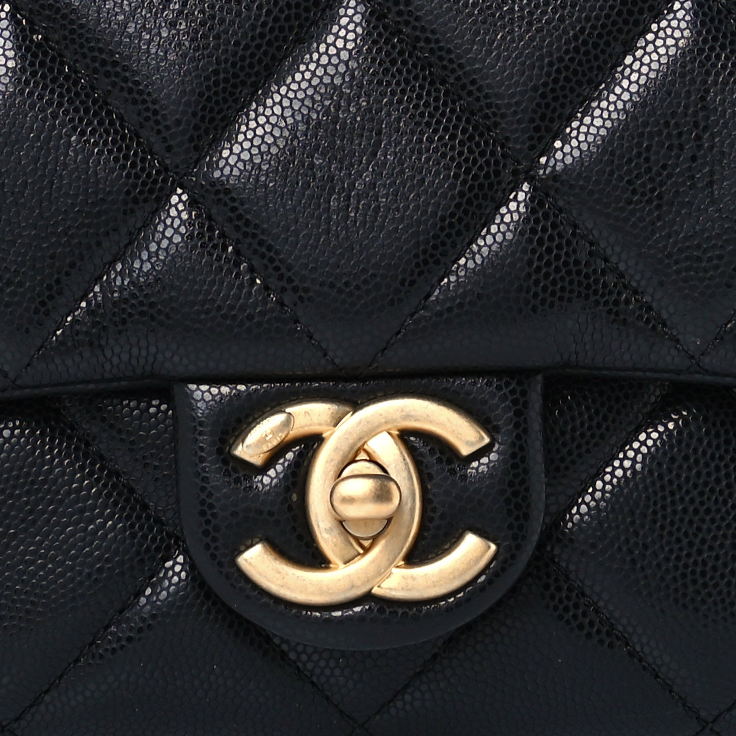Caviar Quilted Small Twist Your Buttons Flap Black