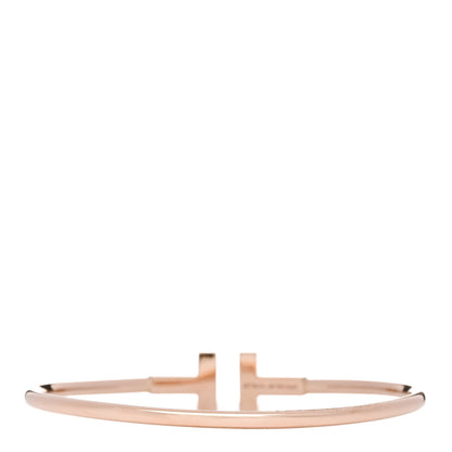 Tiffany 18K Rose Gold Diamond T Wire Bracelet 2 of 3