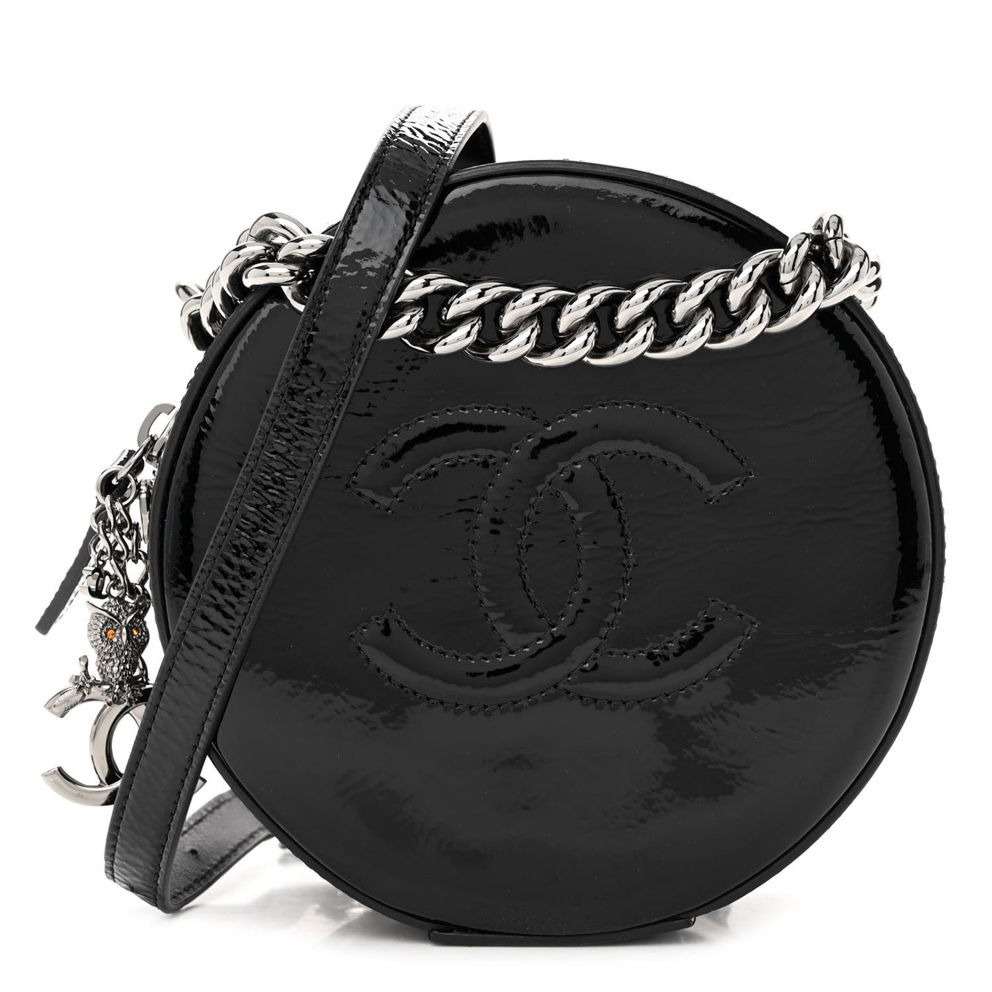 Patent Round As Earth Evening Bag Black