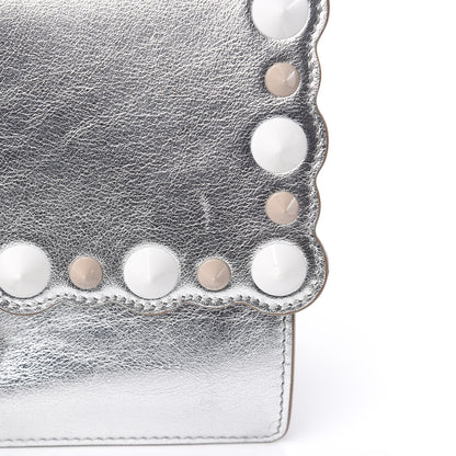 Fendi Vitello Catalan Mirror Scalloped Multi Studded Small Kan I Shoulder Bag Argento 10 of 10
