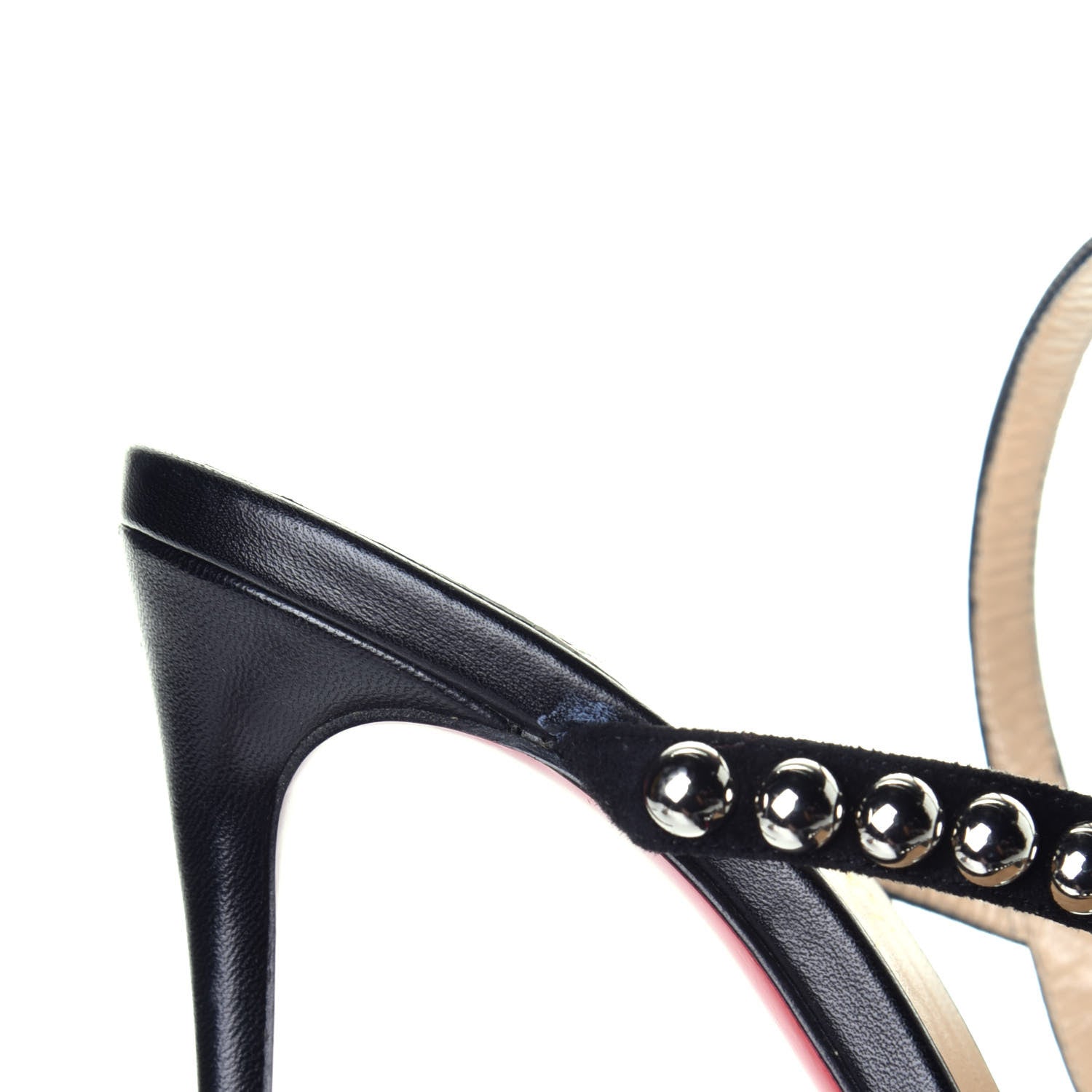 Christian Louboutin Shiny Nappa Suede Galeria 100 Sandals 38.5 Black Silver 9 of 9