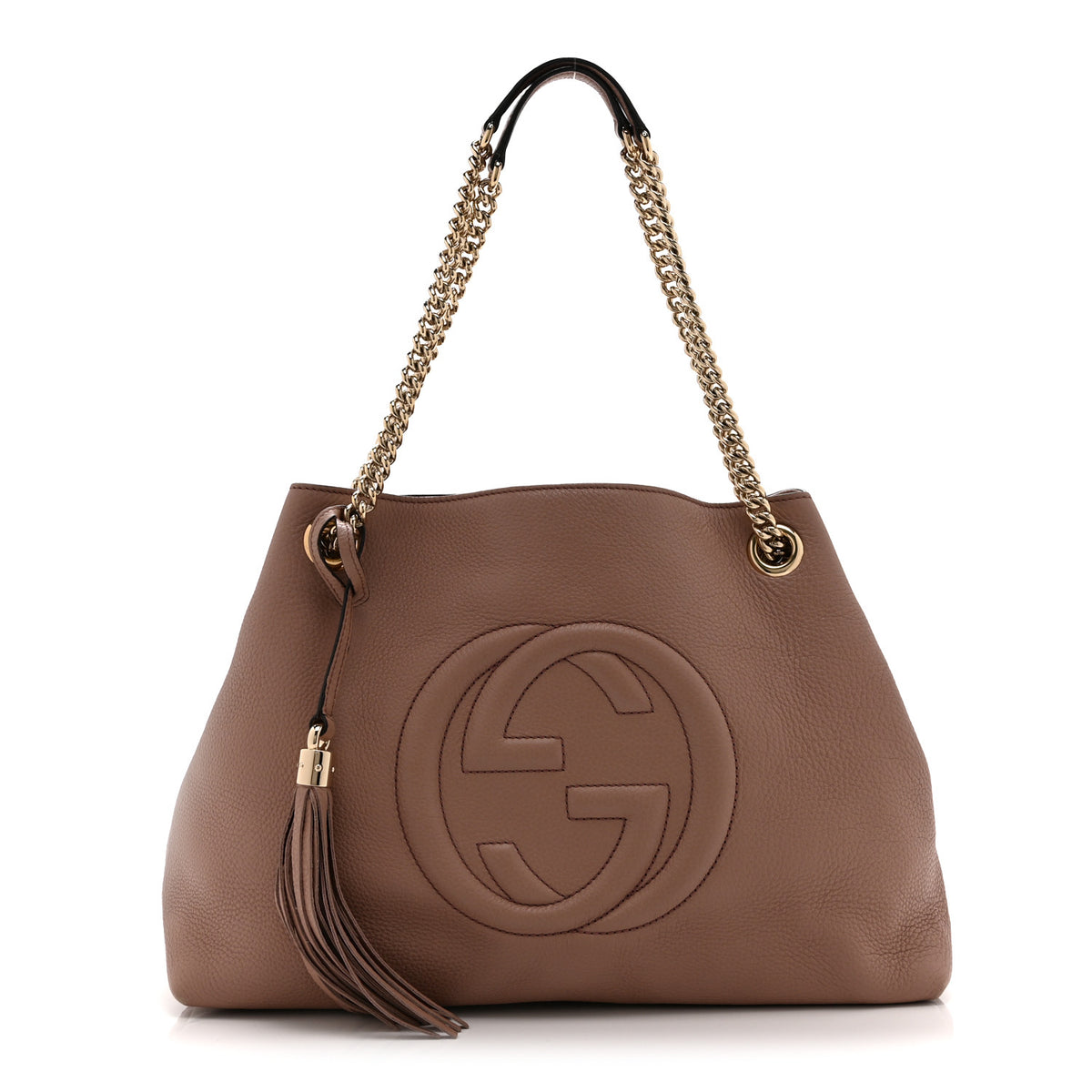 Pebbled Calfskin Medium Soho Chain Shoulder Bag Antique Rose