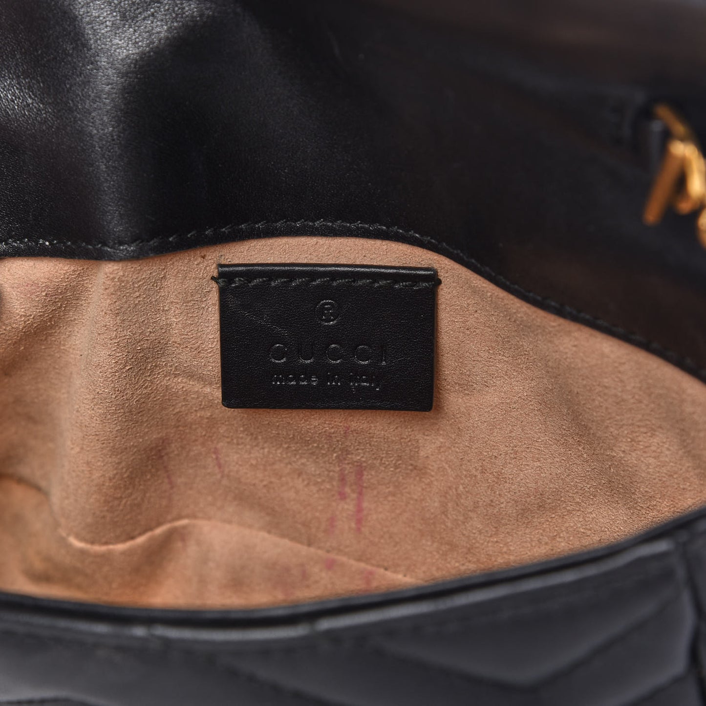 Calfskin Matelasse Super Mini GG Marmont Shoulder Bag Black