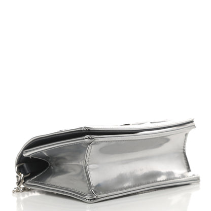 Christian Dior Metallic Patent Micro-Cannage Baby Diorama Flap Bag Silver 4 of 11