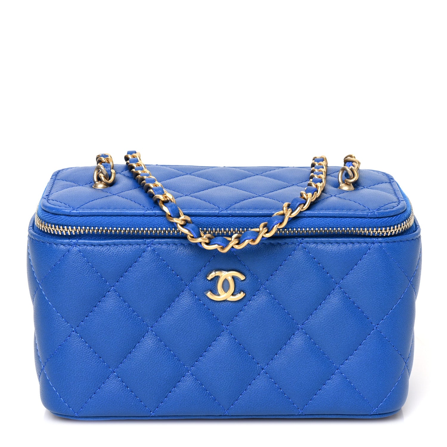 Chanel Lambskin Quilted Pearl Crush Small Vanity Case With Chain Blue 1 of 9