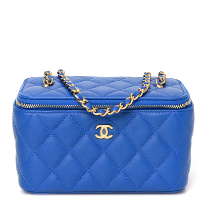Chanel Lambskin Quilted Pearl Crush Small Vanity Case With Chain Blue 1 of 9