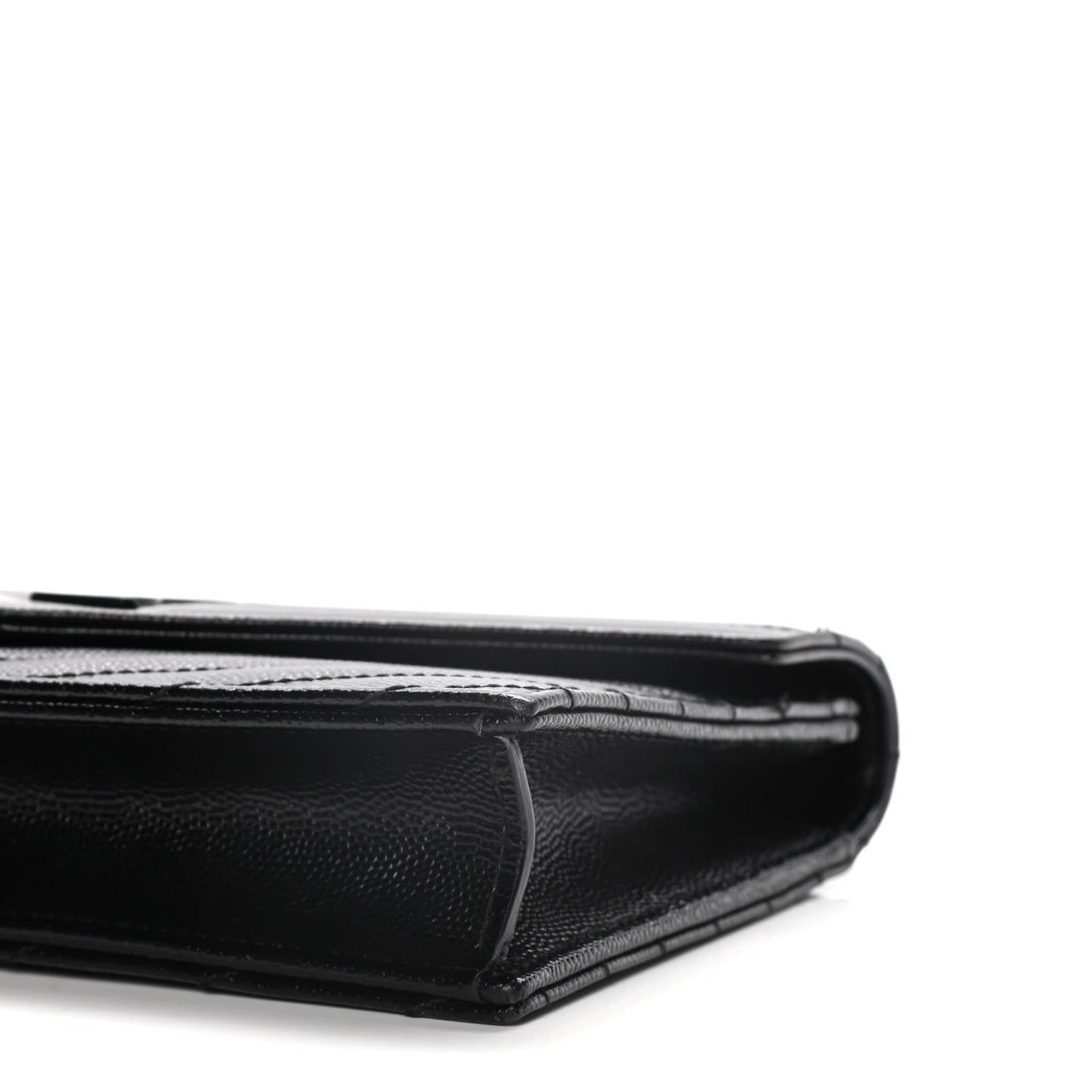 Grain De Poudre Matelasse Chevron Monogram Envelope Chain Wallet Black
