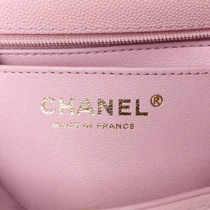 Chanel Shiny Caviar Quilted Mini Top Handle Flap Pink 6 of 12
