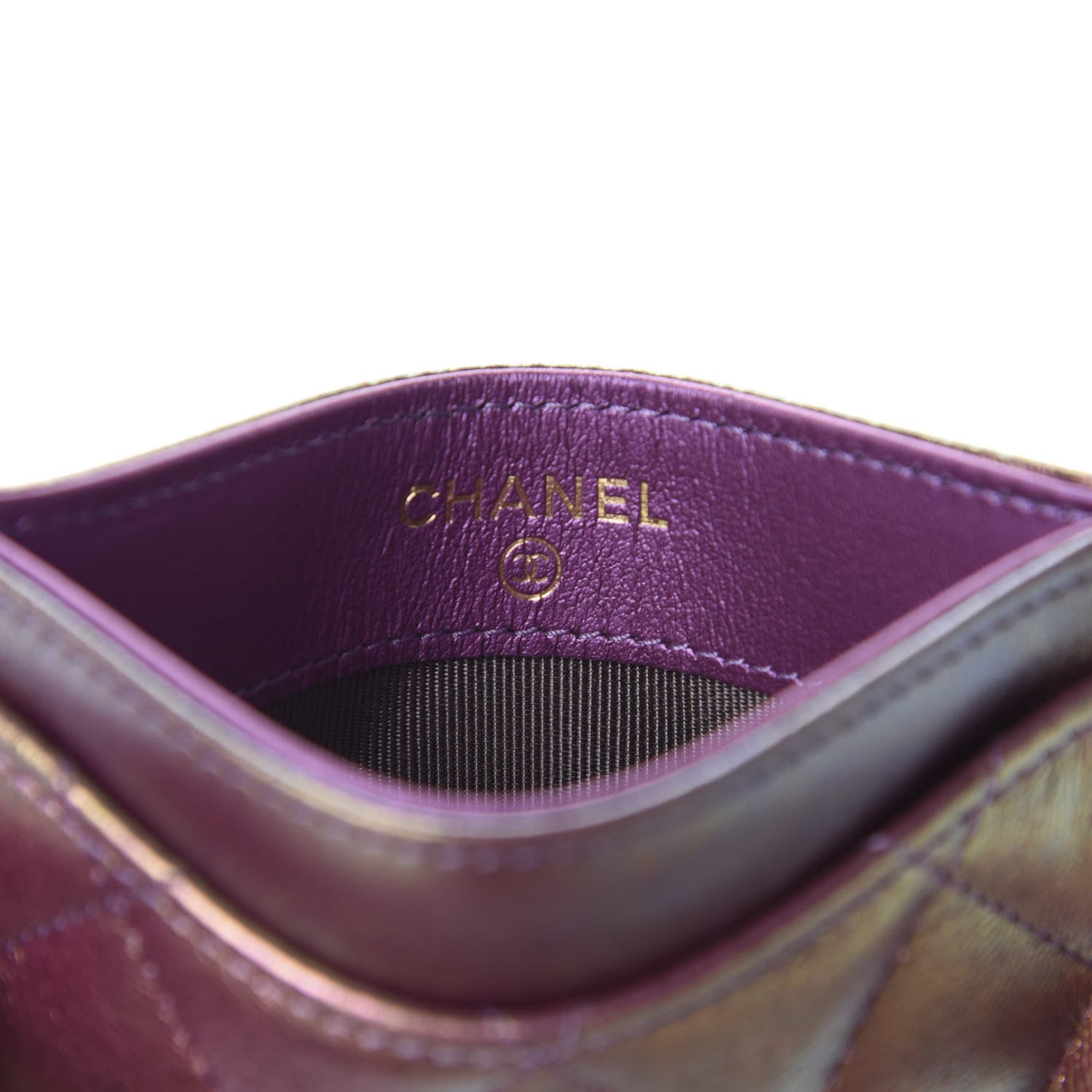Chanel Metallic Lambskin Quilted Card Holder Purple 6 of 8