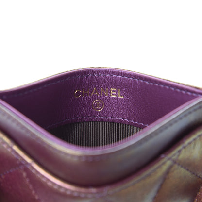 Chanel Metallic Lambskin Quilted Card Holder Purple 6 of 8