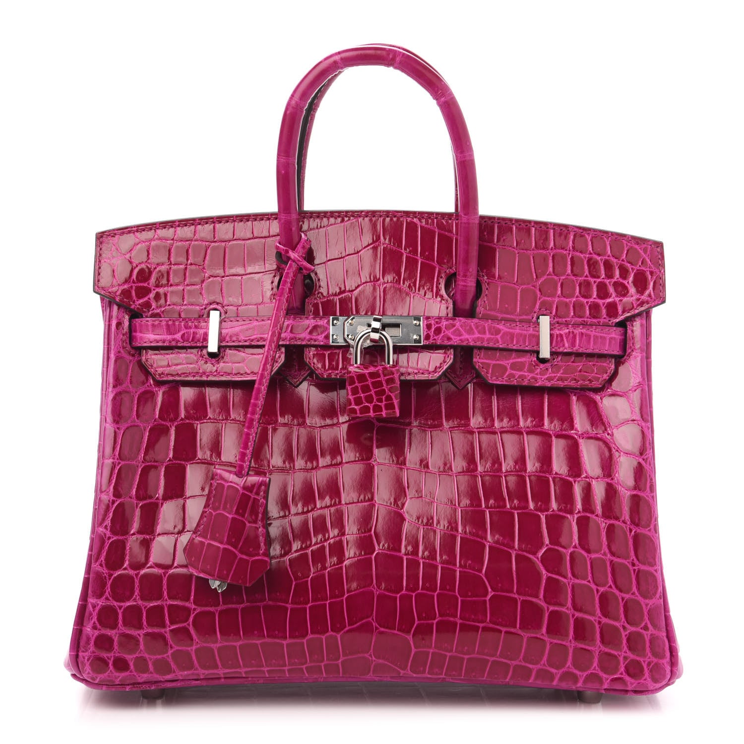 Hermes Shiny Niloticus Crocodile Birkin 25 Rose Scheherazade 1 of 32