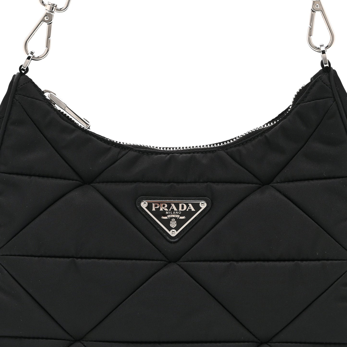 Re-Nylon Triangle Padded Patchwork Shoulder Bag Black