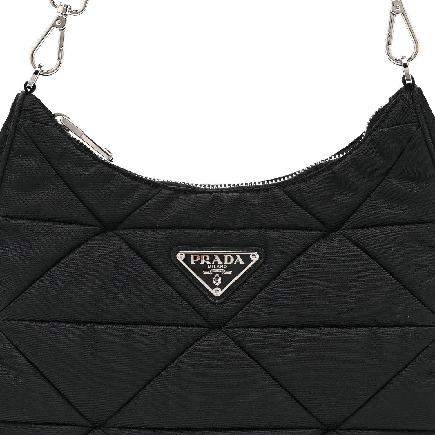 Prada Re-Nylon Triangle Padded Patchwork Shoulder Bag Black 8 of 10