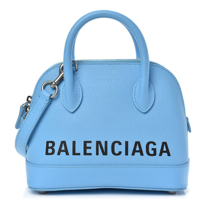 Balenciaga Signature Grained Calfskin Logo XXS Ville Top Handle Bag Baby Blue Black 1 of 12