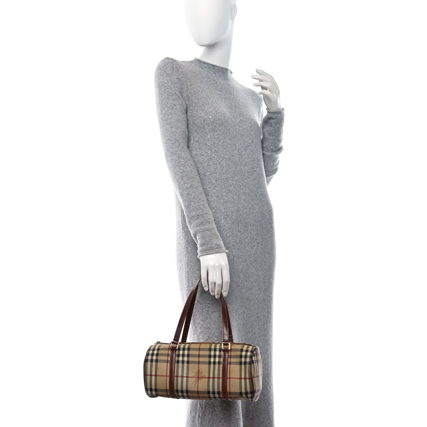 Burberry Haymarket Check Barrel Bag Brown 2 of 13
