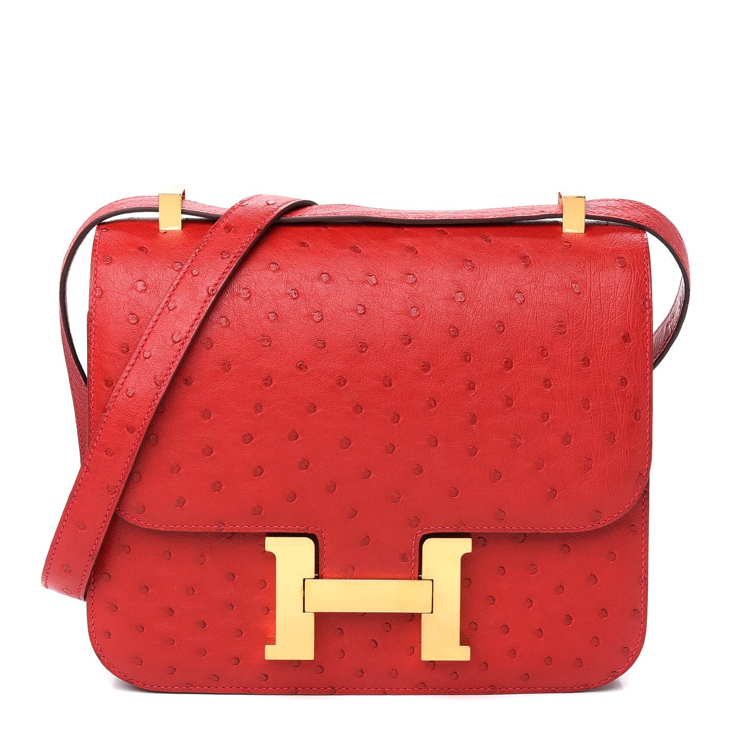 Hermes Ostrich Constance 24 Rouge Vif 1 of 9