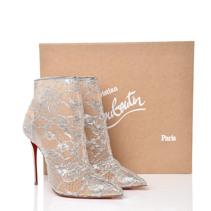 Christian Louboutin Lace Lurex Specchio Gipsybootie 100 Ankle Boots 39 Silver 8 of 8