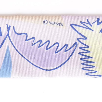 Hermes Silk Sea Surf and Fun Twilly Rose Pale Mauve Jaune Soufre 5 of 5