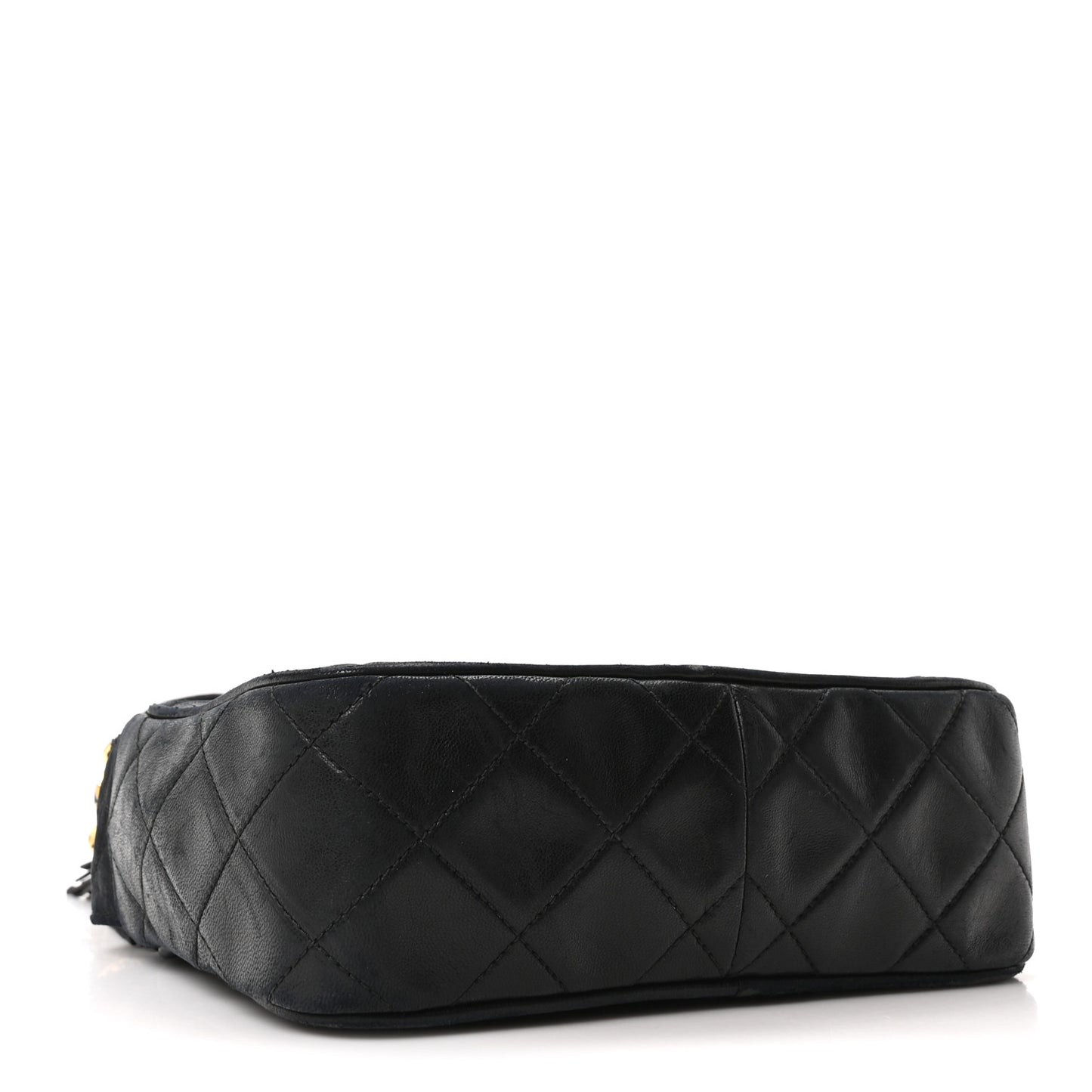 Lambskin Quilted Tassel Camera Case Black