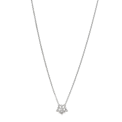 Van Cleef & Arpels 18K White Gold Diamond Mini Lotus Pendant Necklace 1 of 5