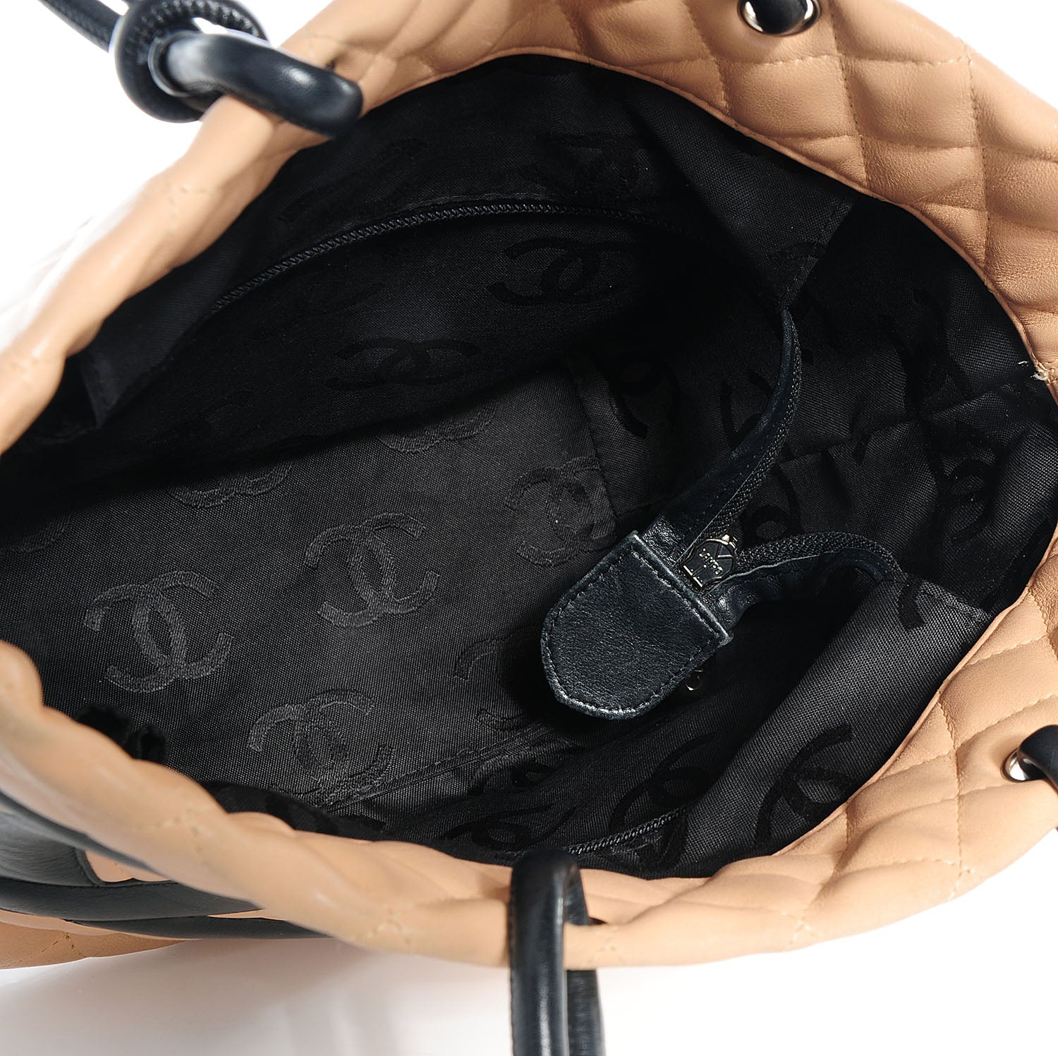 Chanel Calfskin Quilted Medium Cambon Tote Beige Black 11 of 12