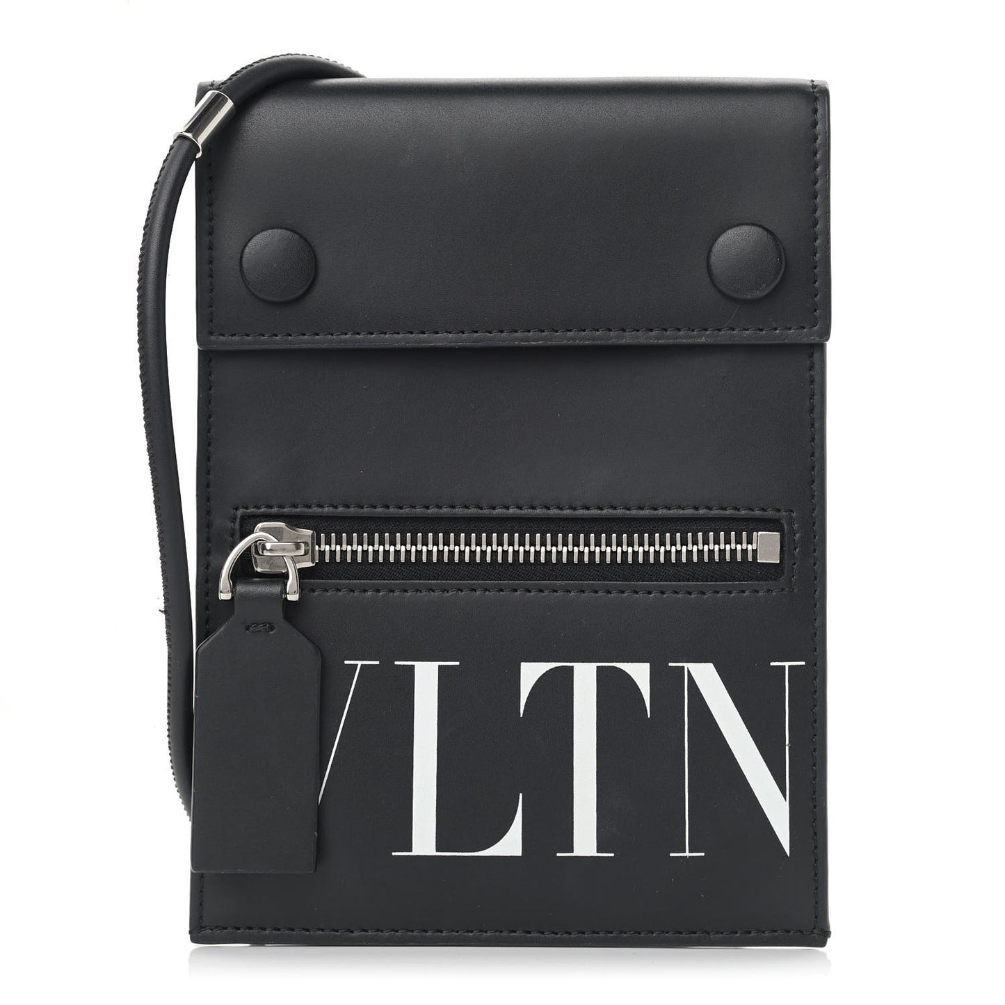 Calfskin VLTN Neck Strap Wallet Black