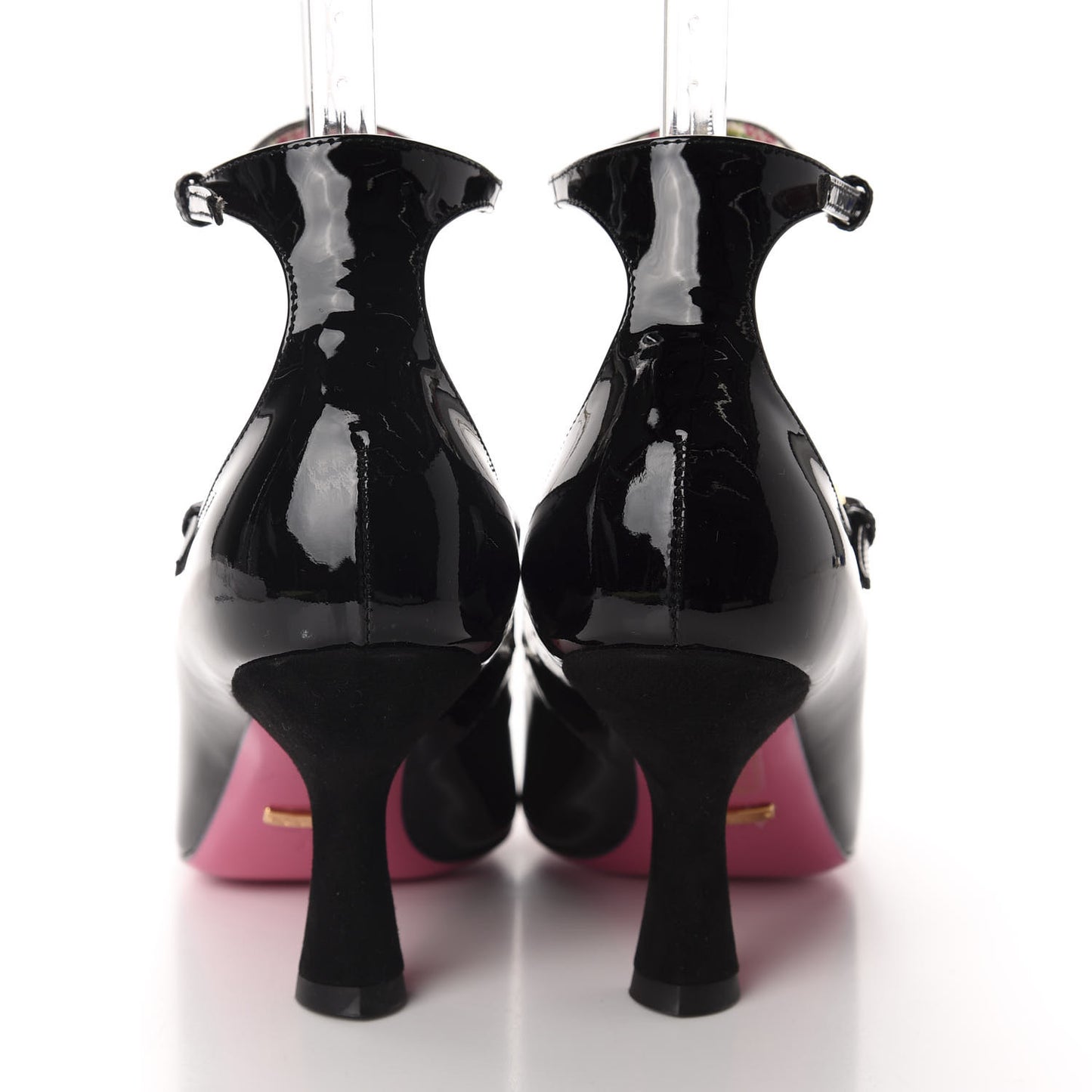 Patent Pearl Taide T-Strap Mid Heel Pumps 38 Black