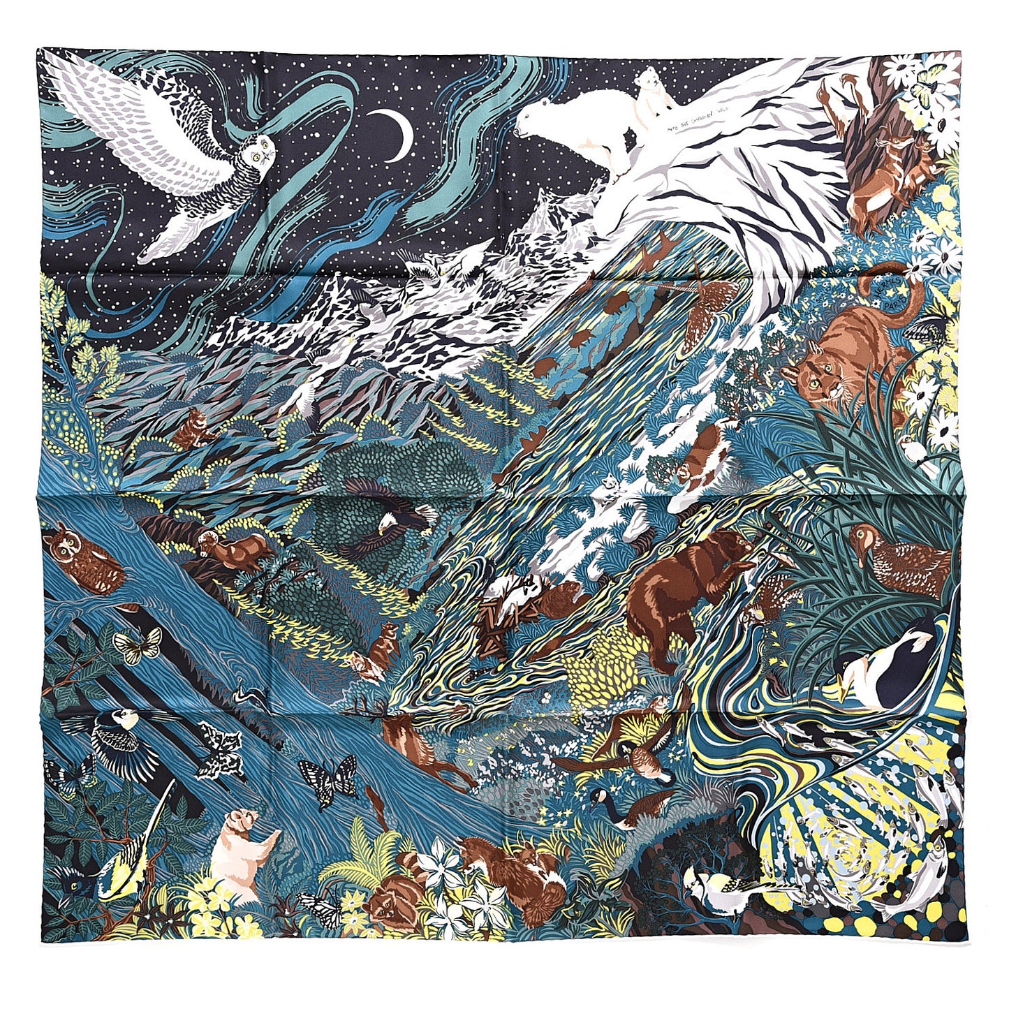 Silk Into the Canadian Wild Scarf 90 Vert Brun Jaune