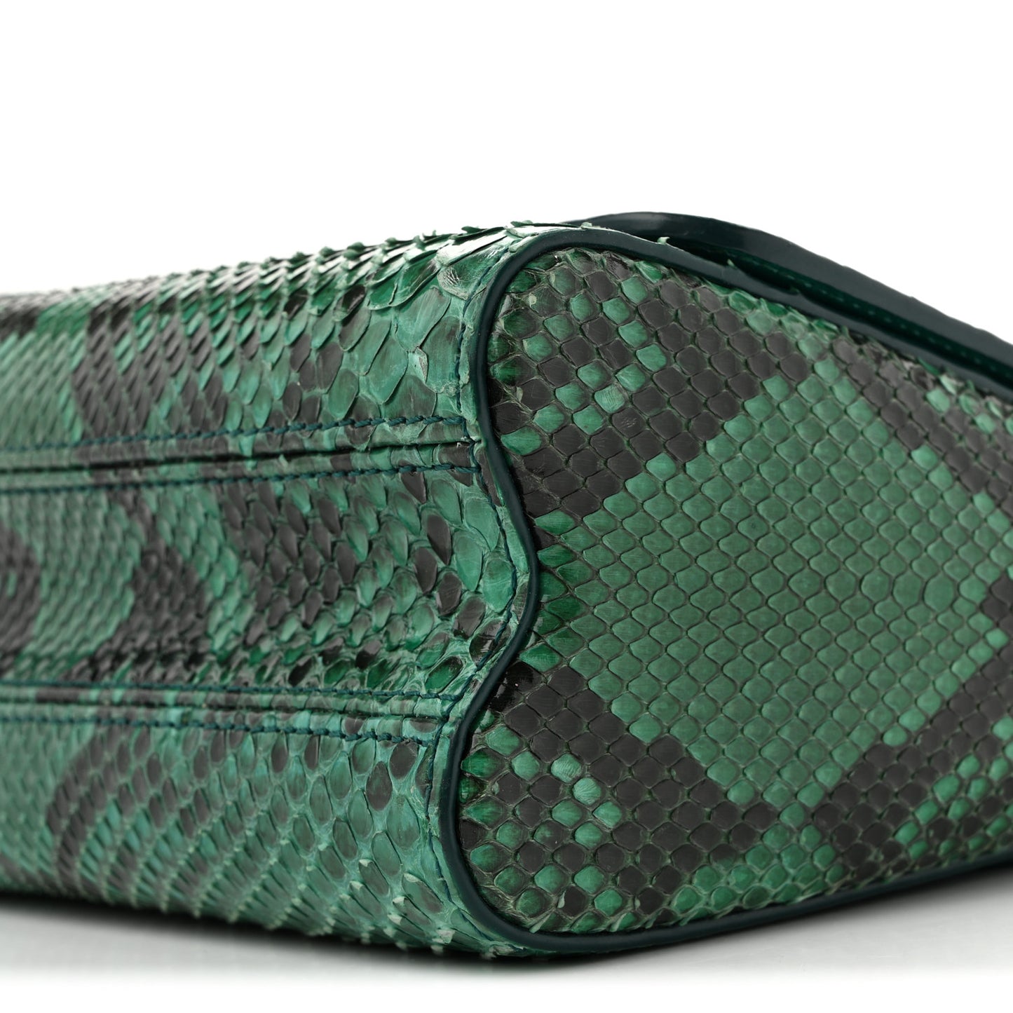 Snakeskin Twist Shoulder Bag MM Green