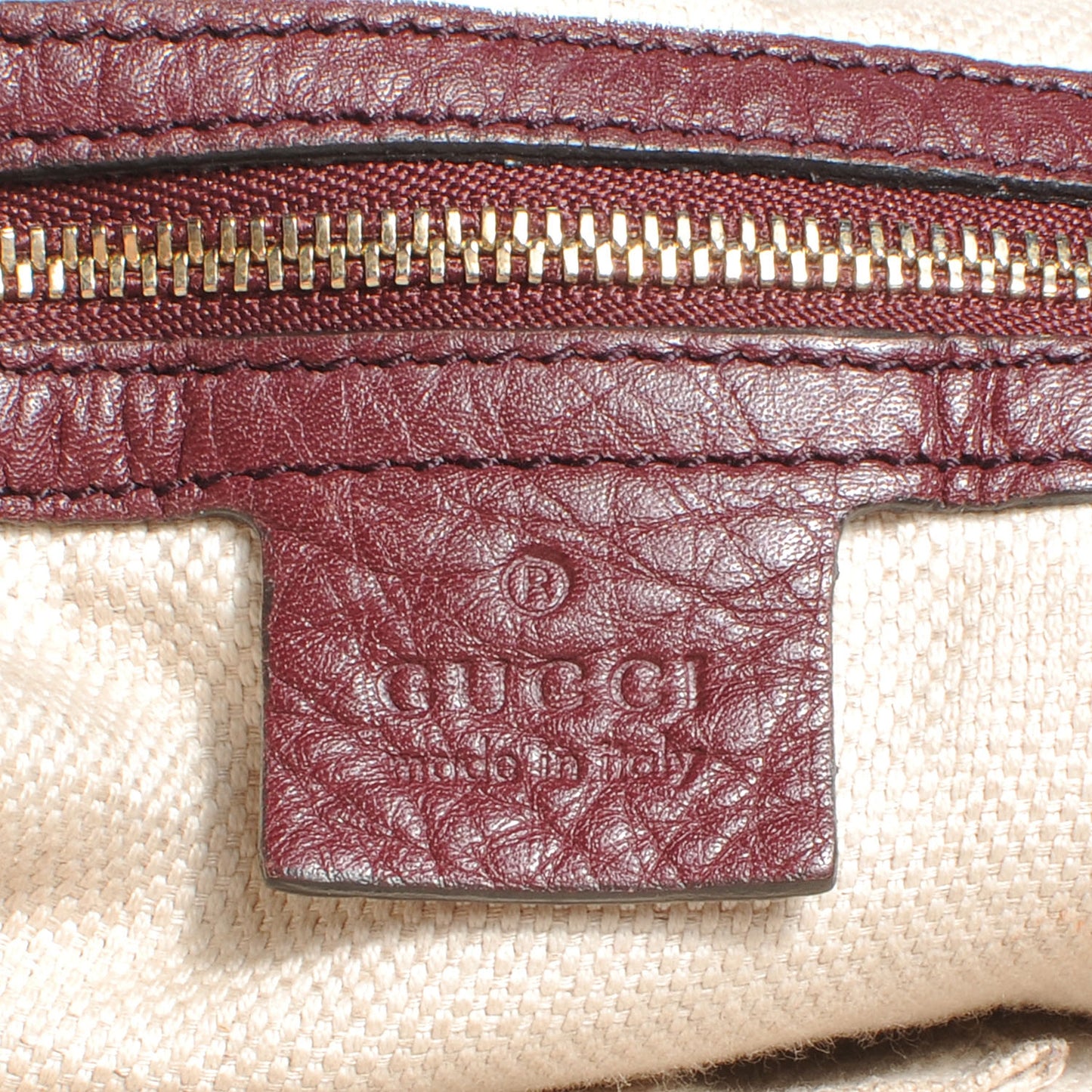 Pebbled Calfskin Large Soho Shoulder Bag Bordeaux