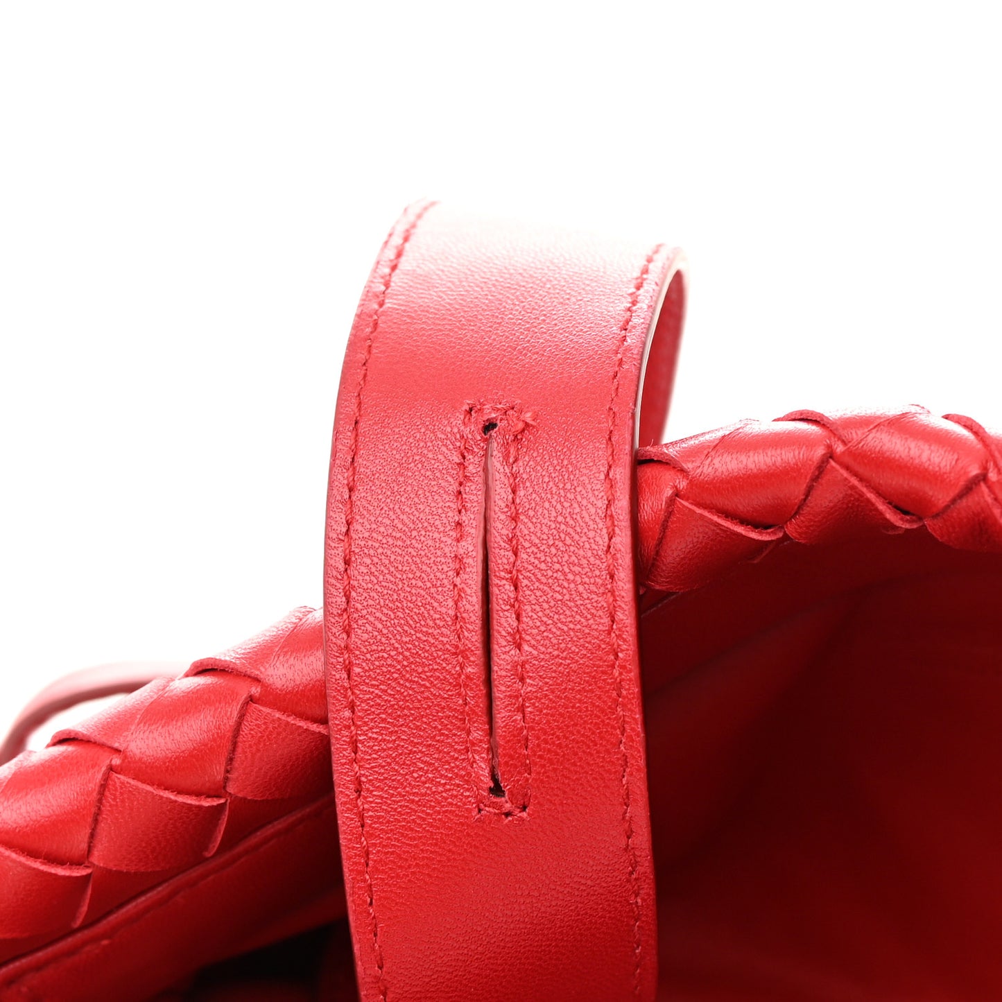 Nappa Intrecciato Small Fold Flap Shoulder Bag Red