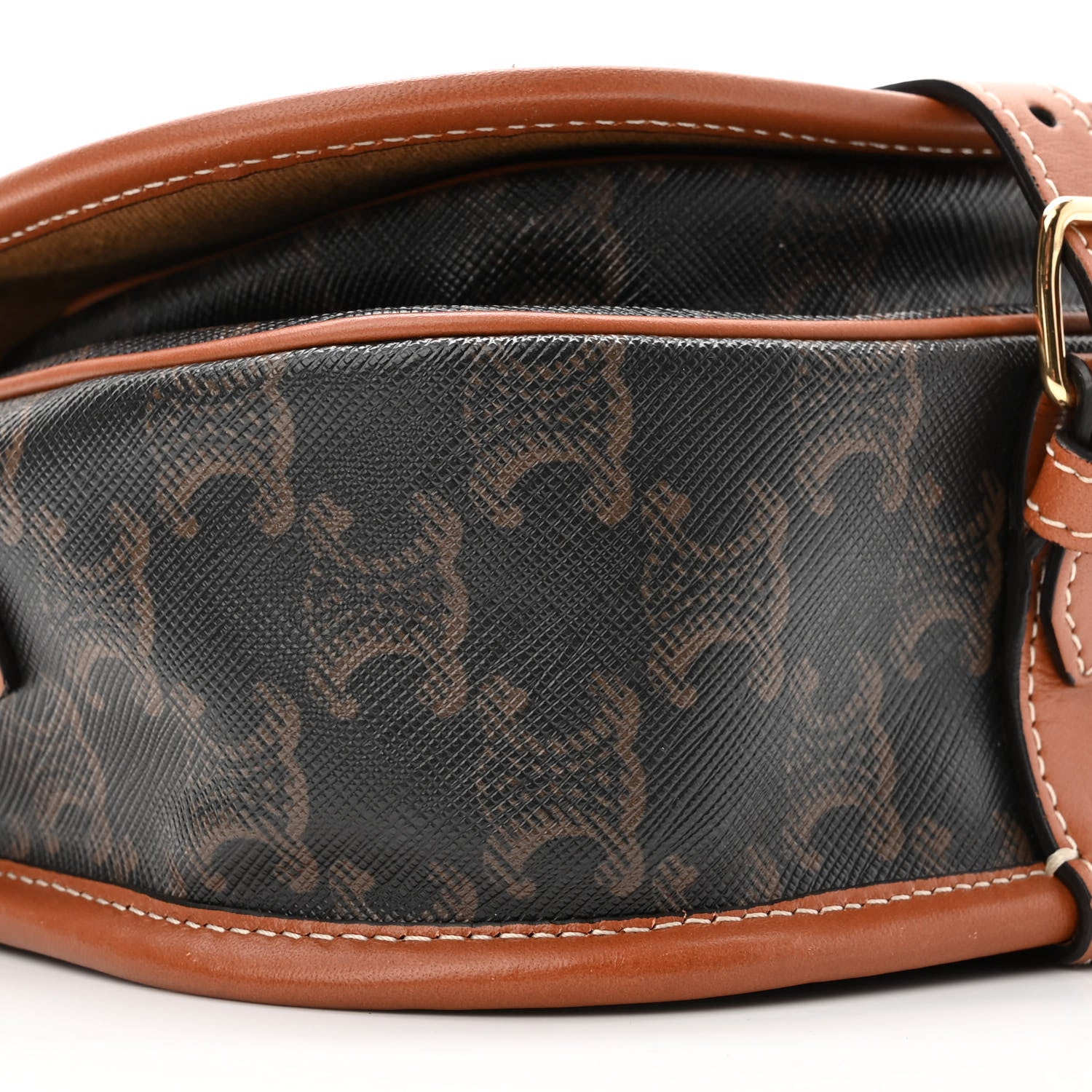 Celine Triomphe Canvas Medium Folco Bag Tan 9 of 10