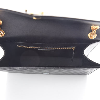 Saint Laurent Grain De Poudre Matelasse Chevron Large Monogram Satchel Black 4 of 9