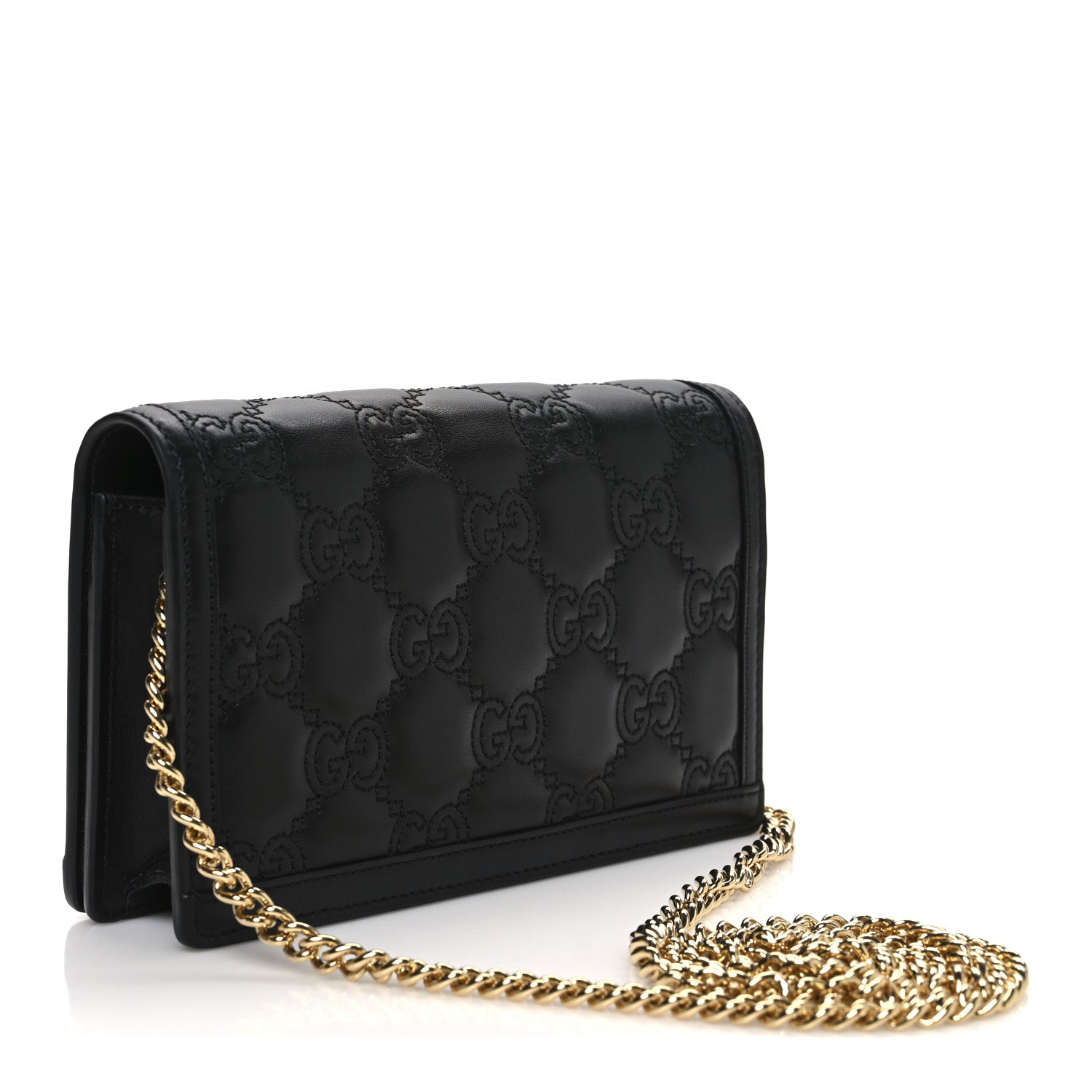 Gucci Calfskin GG Matelasse Chain Wallet Black 3 of 9