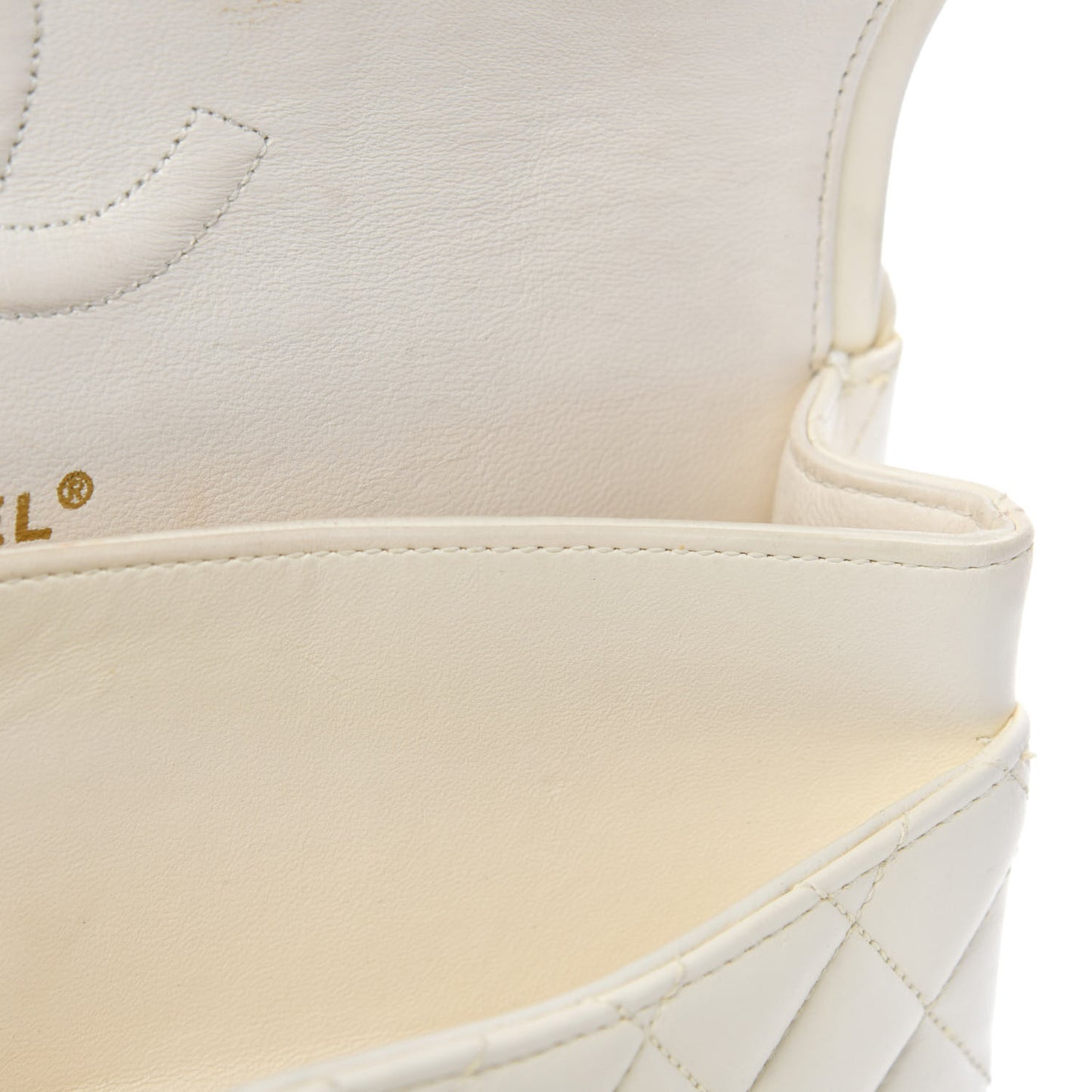 Lambskin Quilted Medium Double Flap White