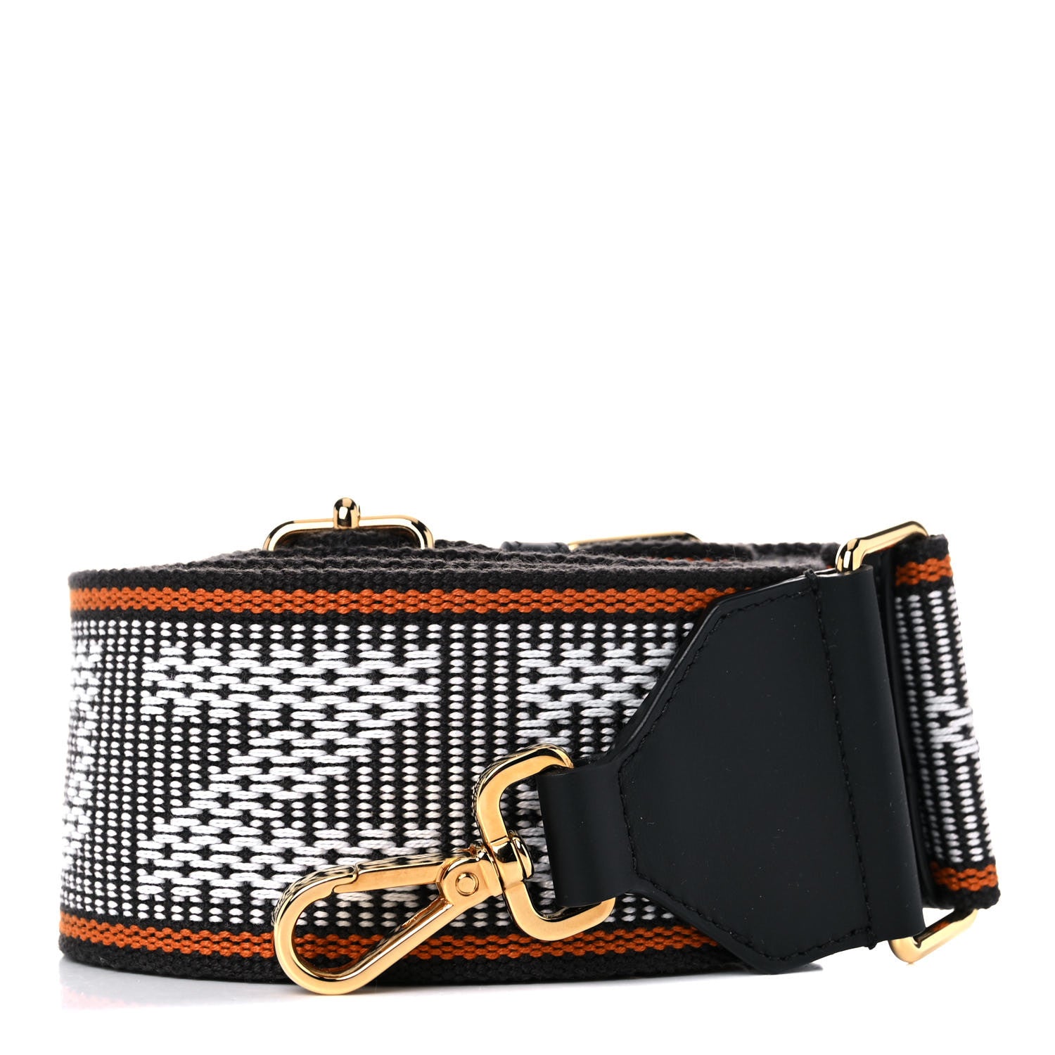 Fendi Cannete Ribbon Poly Vitello Century Logo Adjustable Strap You White Brandy Black 1 of 5
