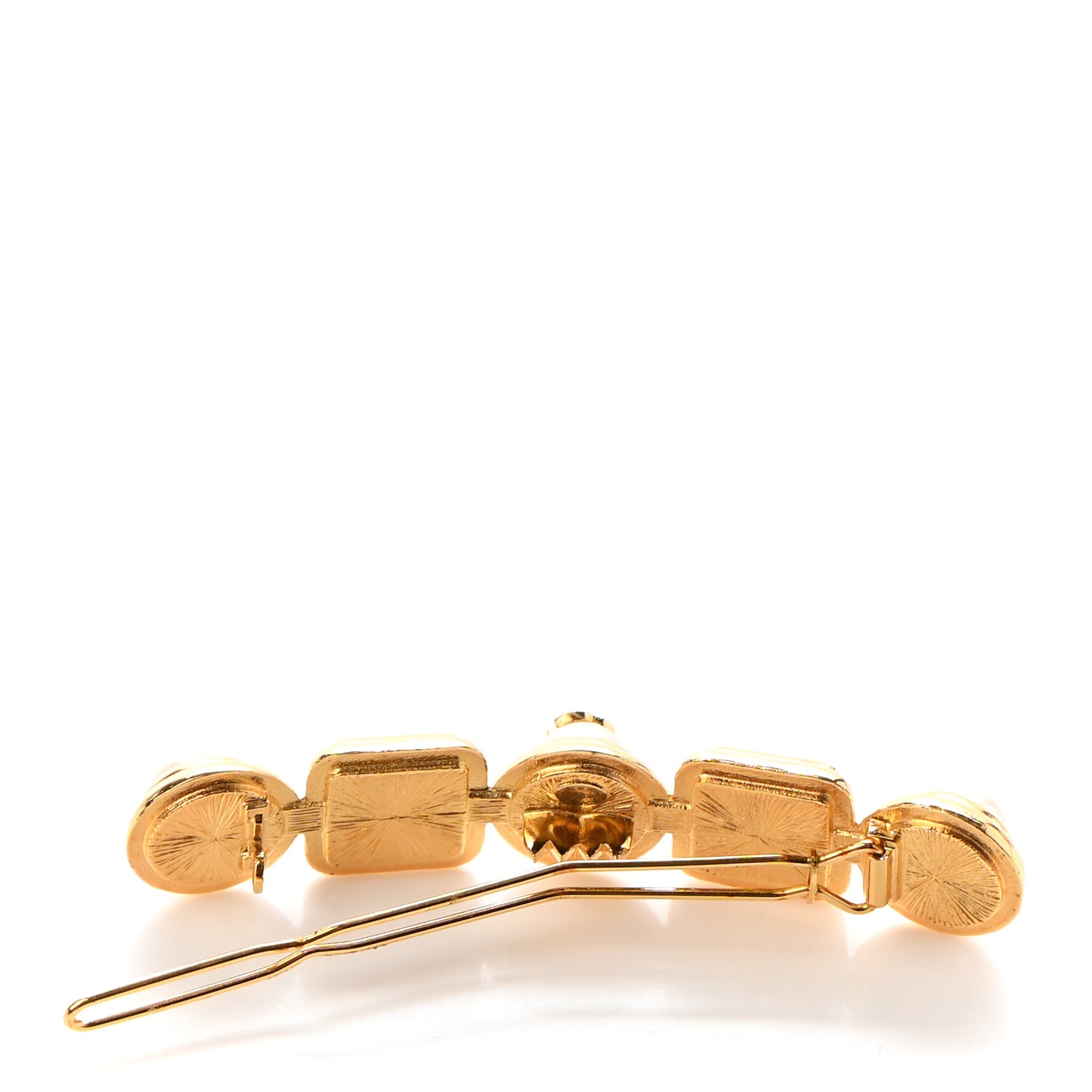 Pearl Crystal CC Hair Clip Barette Gold