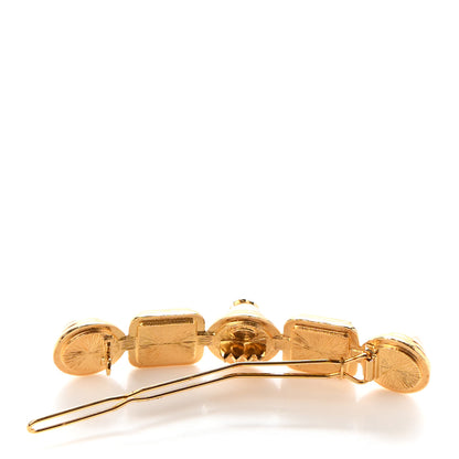 Chanel Pearl Crystal CC Hair Clip Barette Gold 3 of 4