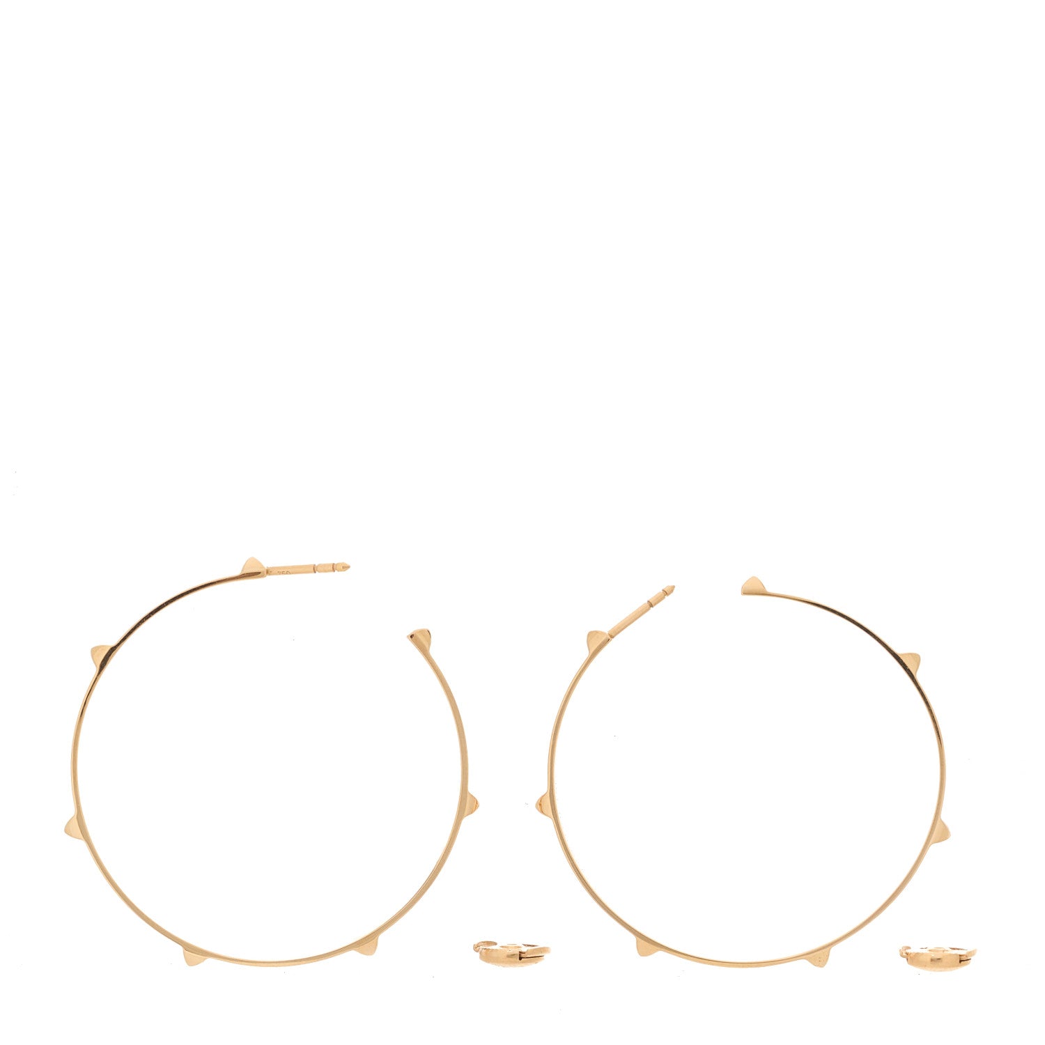 Hermes 18K Rose Gold Mini Clous Hoop Earrings 4 of 6