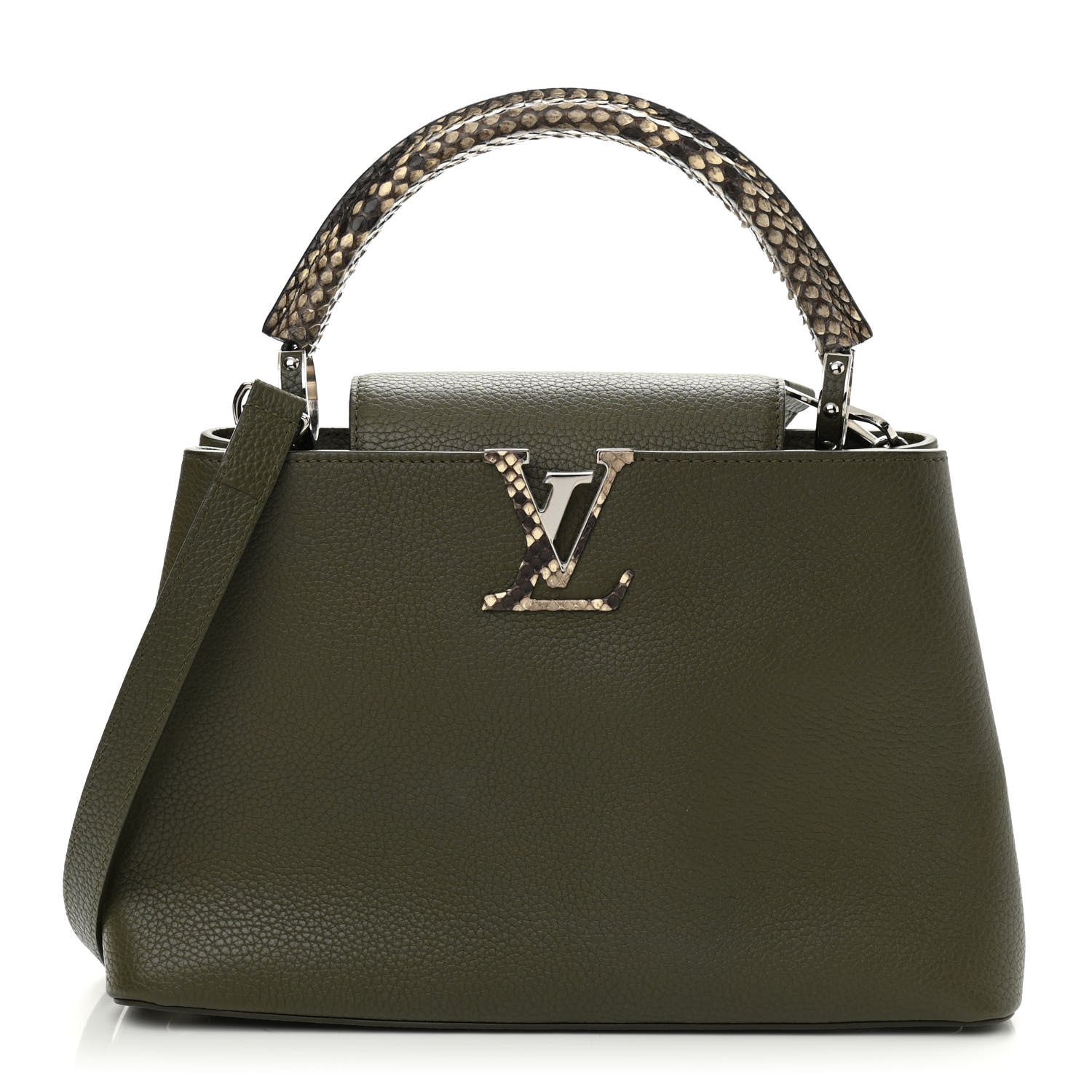 Louis Vuitton Taurillon Python Capucines MM Khaki 1 of 8