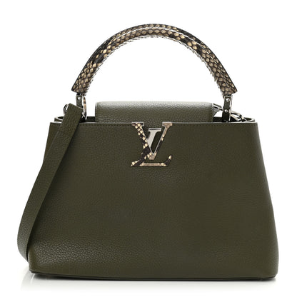 Louis Vuitton Taurillon Python Capucines MM Khaki 1 of 8