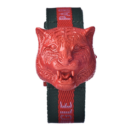 Gucci Stainless Steel Nylon 32mm Le Marche Des Merveilles Tiger Quartz Watch Red 1 of 8